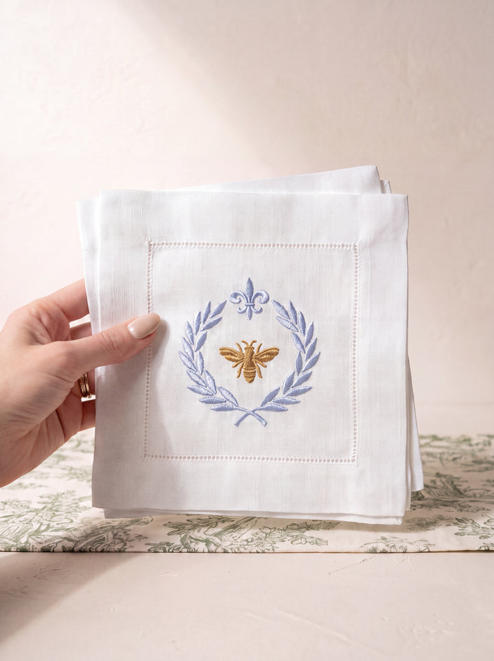 Italian Bee Linen Cocktail Napkin Set