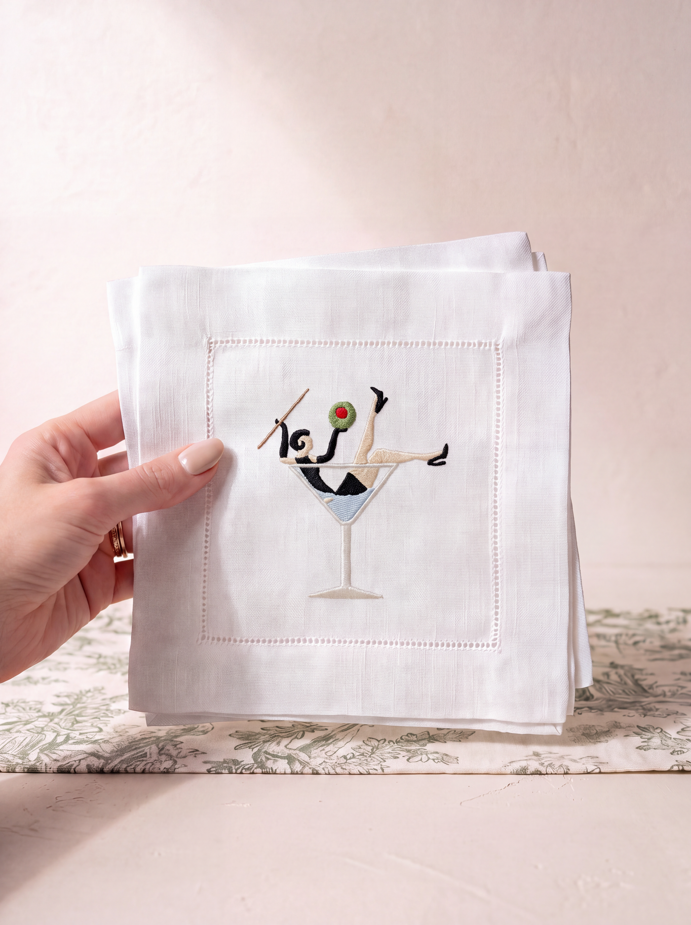 Martinis in Montepulciano Linen Cocktail Napkin Set