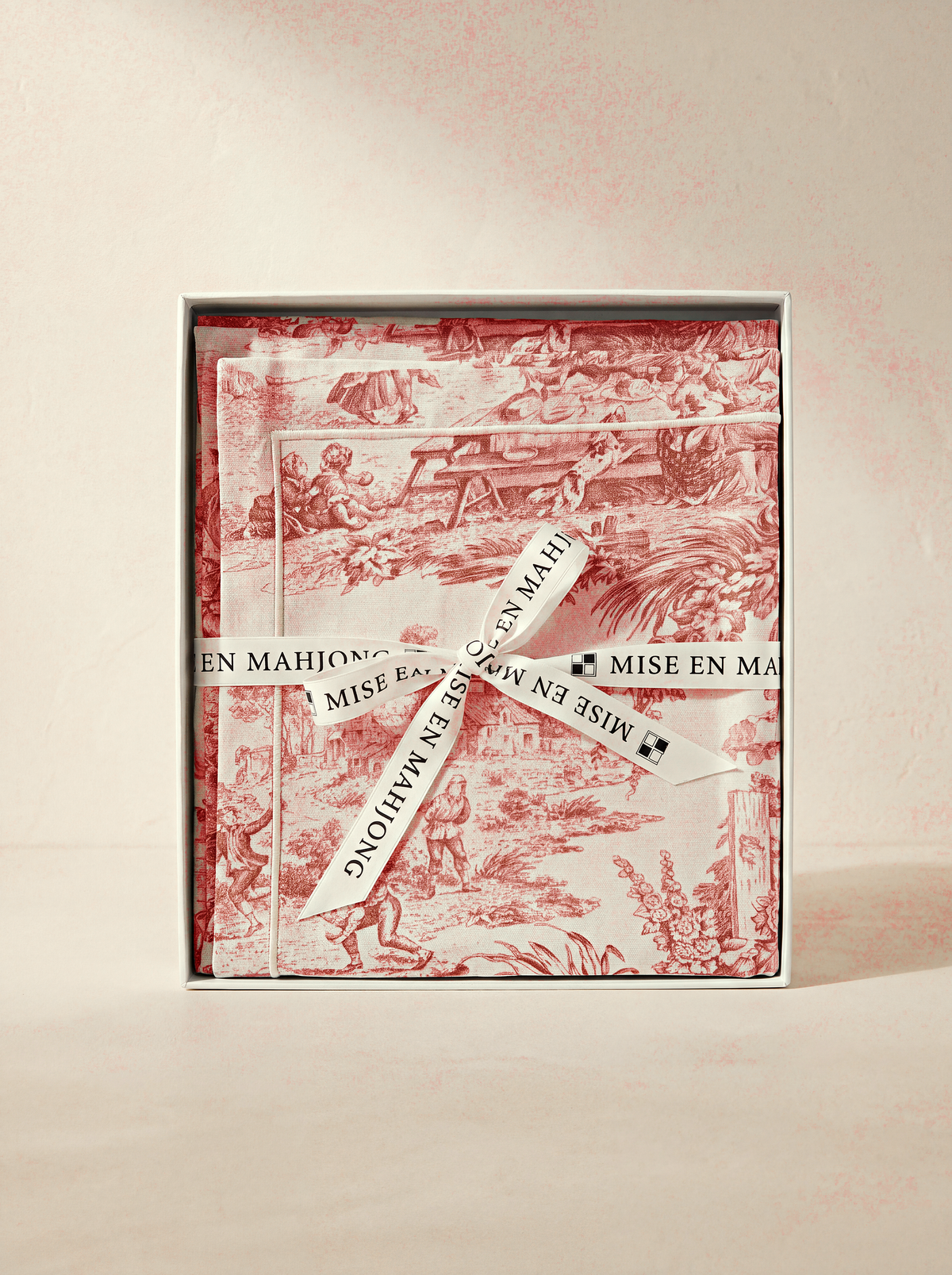 A Holiday in Italy Table Cover in Red Wine+Cream Toile *COMING SOON*