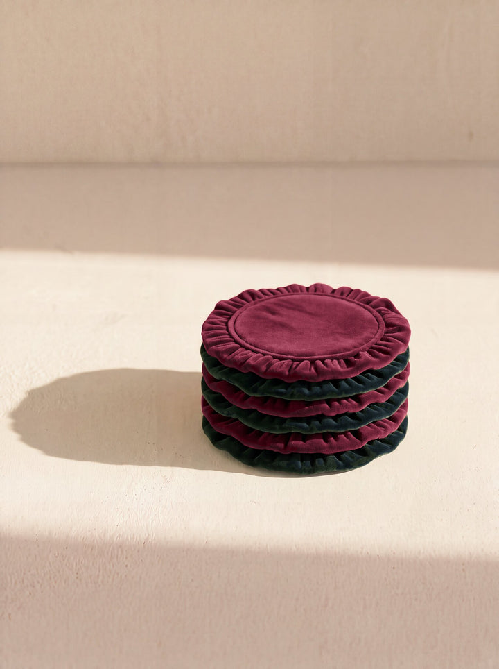 Holiday Velvet Cocktail Coaster Set