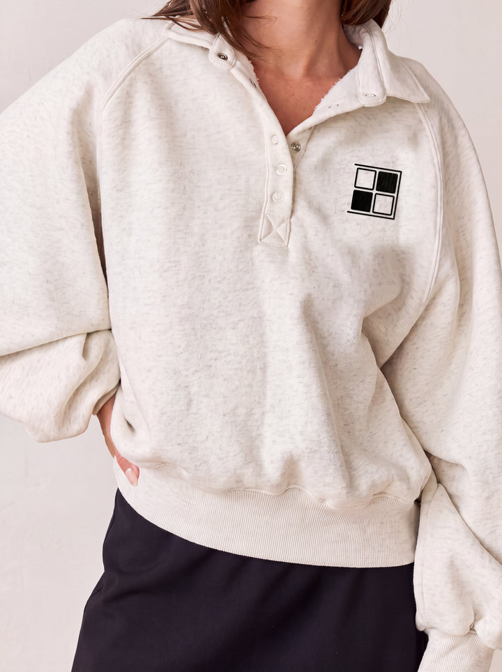Cozy Fleece Snap Collar Sweatshirt