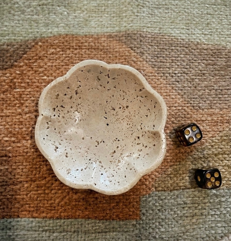 Natural Travertine Dice Dish