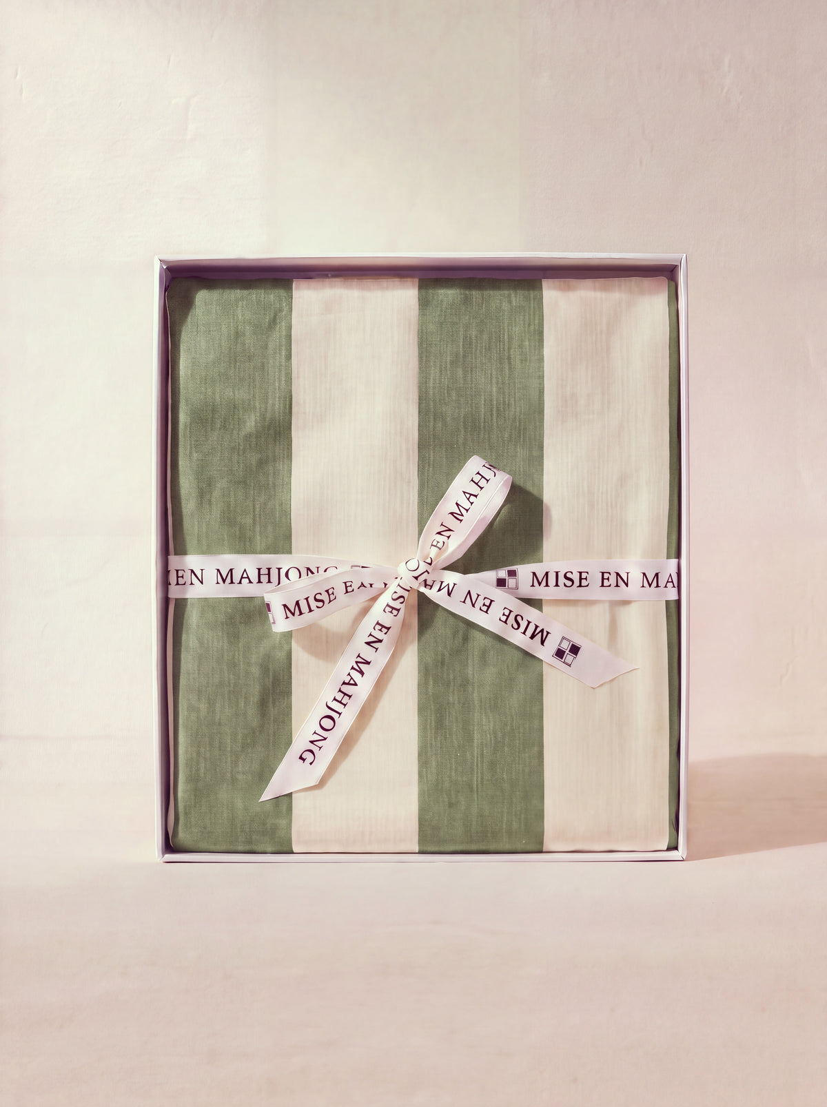 Italian Cabana Stripe Table Cover in Green Striped