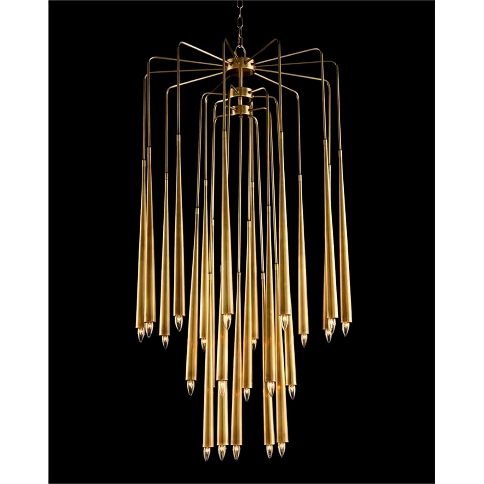 Brass cascade chandelier