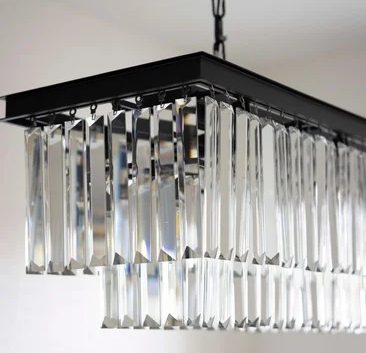 Crystal prism chandelier with black frame
